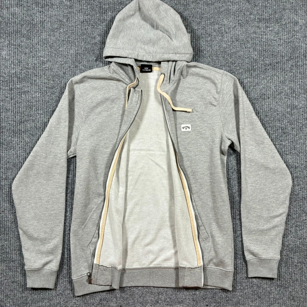 Billabong Zip Hoodie Mens L Gray Full Zip Surf Skate Casual Sweatshirt